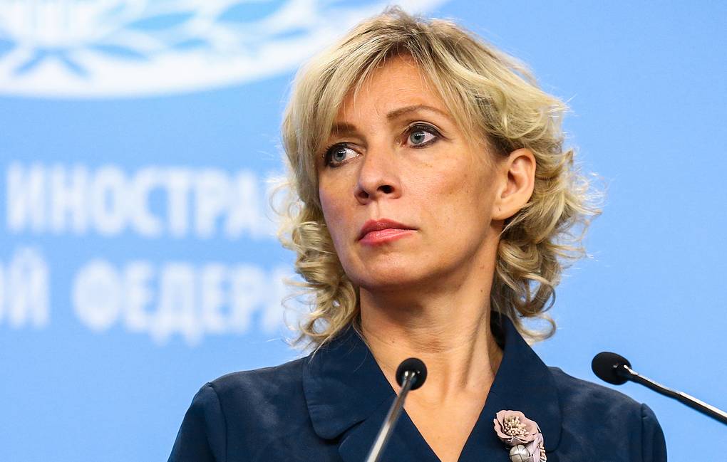 MOSCOW, RUSSIA - NOVEMBER 14, 2019: Russian Foreign Ministry Spokeswoman Maria Zakharova during a press briefing on Russia's current foreign policy. Alexander Ryumin/TASS

Ðîññèÿ. Ìîñêâà. Îôèöèàëüíûé ïðåäñòàâèòåëü ÌÈÄ Ðîññèè Ìàðèÿ Çàõàðîâà âî âðåìÿ áðèôèíãà ïî òåêóùèì âîïðîñàì âíåøíåé ïîëèòèêè. Àëåêñàíäð Ðþìèí/ÒÀÑÑ