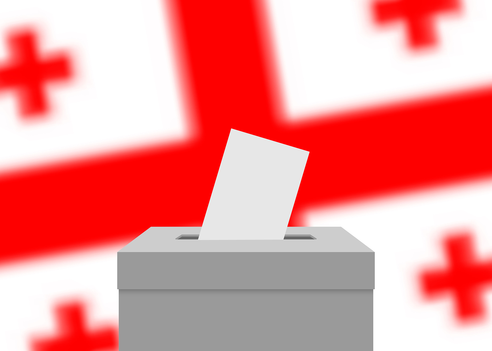 Georgia election banner background. Ballot Box with blurred flag