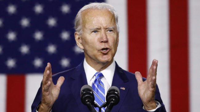 Democratic presidential candidate, former Vice President Joe Biden, speaks during a campaign event, Tuesday, July 14, 2020, in Wilmington, Del. (AP Photo/Patrick Semansky)