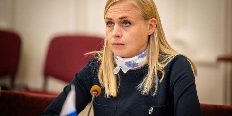 KYIV, UKRAINE - JANUARY 8: Minister of Foreign Affairs Of Finland Elina Valtonen talks during the meeting on January 8, 2025 in Kyiv, Ukraine. Finland assumed the chairmanship of the Organization for Security and Co-operation in Europe (OSCE) on Wednesday, January 1. The country will focus on upholding OSCE principles and supporting Ukraine. Minister of Foreign Affairs of Finland Elina Valtonen became the Acting Head of the OSCE. (Photo by Eduard Kryzhanivskyi/Ministry of Foreign Affairs of Ukraine/Global Images Ukraine via Getty Images)