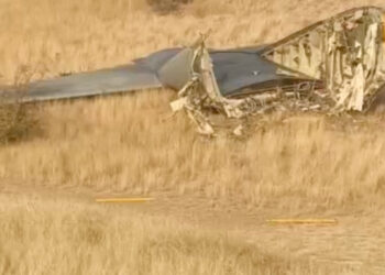 Wreckage lies at the site of the Turkish C-130 military cargo plane crash near the Azerbaijani border, in Sighnaghi municipality, Georgia, November 11, 2025, in this still image taken from video. 1TV.Georgia/Handout via REUTERS