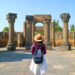 Female Traveler Visiting the Zvartnots Cathedral, UNESCO World Heritage Site in Armavir Province of Armenia