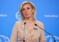 MOSCOW, RUSSIA - MAY 25, 2022: Russian Foreign Ministry Spokeswoman Maria Zakharova during a press briefing on Russia's current foreign policy. Russian Foreign Ministry/TASS

Россия. Москва. Официальный представитель МИД России Мария Захарова во время брифинга по текущим вопросам внешней политики. Пресс-служба МИД РФ/ТАСС