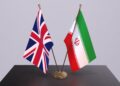 Iran and UK flag. Politics concept, partner deal beetween countries. Partnership agreement of governments 3D illustration.