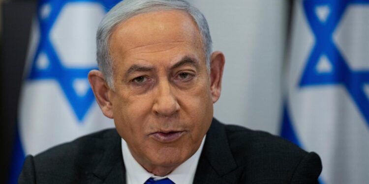 FILE - Israeli Prime Minister Benjamin Netanyahu chairs a cabinet meeting at the Kirya military base, which houses the Israeli Ministry of Defence, in Tel Aviv, Israel, Sunday, Dec . 24, 2023. Israel’s Supreme Court on Monday, Jan. 1, 2024, struck down a key component of Netanyahu’s contentious judicial overhaul, a decision that threatens to reopen the fissures in Israeli society that preceded the country’s ongoing war against Hamas.(AP Photo/Ohad Zwigenberg, Pool, File)
