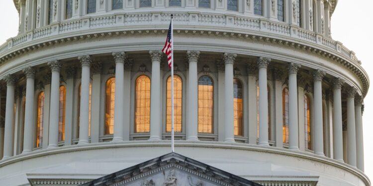 WASHINGTON, DC - JUNE 1: The U.S. Capitol Building is seen at sunset on June 1, 2026 in Washington, DC. (Photo by Kevin Carter/Getty Images)